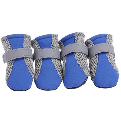 Varychmoo 4pcs Pet Hund Kat Anti-slip Sko Hvalp Støvler Feet Beskyttende Støvletter Blå S