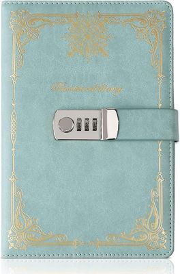 Heytea Päiväkirja lukolla tytöille/naisille/pojille, päiväkirja lukolla lapsille lahja, PU-nahkainen muistikirja lukolla, lukittu päiväkirja matkus...