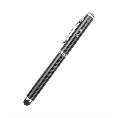 Uusin värikäs kestävä 4 in 1 laserosoitin LED-taskulamppu kosketusnäytön kynä kuulakynä IPhone-tableteille Kosketuskynät IPodille musta