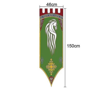 45x150cm Medieval Kingdom Rohan Gondor Horse Tree Banner Flag Wall Hanging Home Dorm Living Room Pennant Flag Burgees F