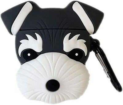 Ubiuo Airpods Case, nyeste super søt sherry schnauzer hund valp airpods tilfelle, ideell gave myk silikon beskyttelse hud for airpods1 &2 + krok -s...