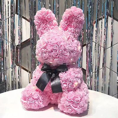 Sofirn 45cm lille hvid kanin rose blomst bjørn pe blomst sukkerrør kanin tanabata Valentinsdag gave Pink