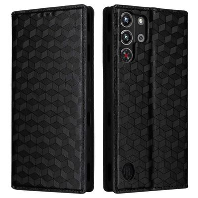 ZTE nubia Red Magic 10 Pro 5G 10 Pro 5G lompakkokotelo rombipainettu nahkainen puhelimen kansi - Blac Monivärinen Black