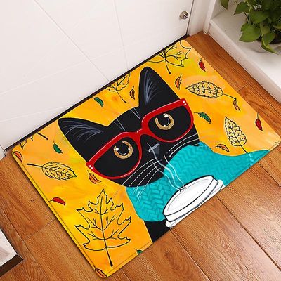 Yosicl Söpö kissa eläinkuvio liukumaton mokkanahka matto ovimatto ulkokeittiö olohuone lattiamatto matto kodin sisustus ABJW-4060-211010(44) 40x60cm