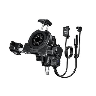 Moottoripyörän puhelinteline USB C -pikalatauksella taustaohjaustangon kiinnikkeellä Musta M10 screw version