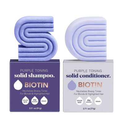 unbrand Biotin Purple Shampoo & Conditioner Pala neutraloimaan messingin ja keltaisia sävyjä vaaleille hopeanharmaille korostetuille hiuksille, kii...
