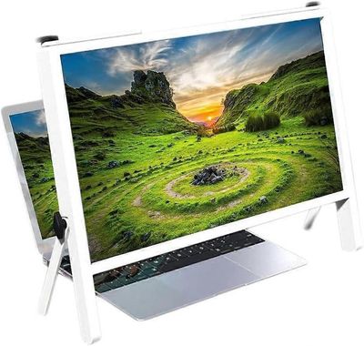 Suurennuslasin näyttö 21 tuuman HD kannettavan tietokoneen näytön vahvistinteline, taitettava 3D-puhelimen näytönsuoja elokuville ja videoille, Bianco