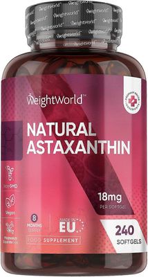 WeightWorld Vegaaninen astaksantiini 18mg - 240 pehmeää kapselia (8 kuukautta) - luonnollinen ja aktiivinen levistä