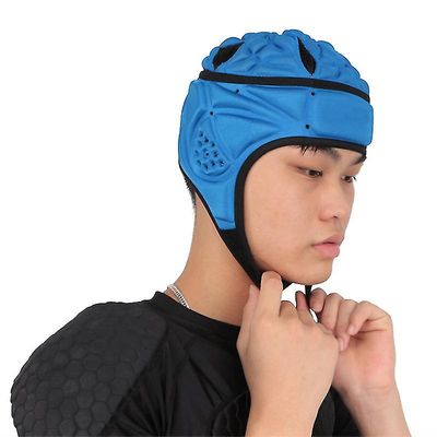 Soft Shell hovedbeskytter justerbar fodboldmålmandshjelm (haoyi)-B Blå