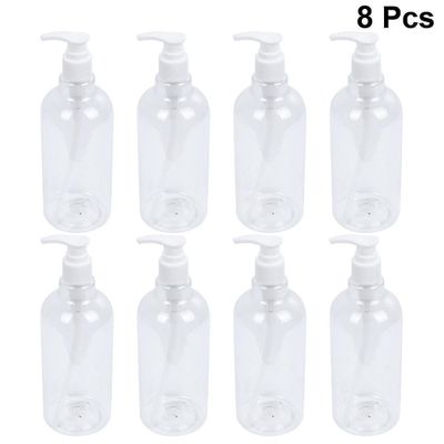 8kpl 500ml uudelleen täytettävät pumppupullot Läpinäkyvä Shampoo Annostelija Nestepullot Kylpyhuone keittiöön