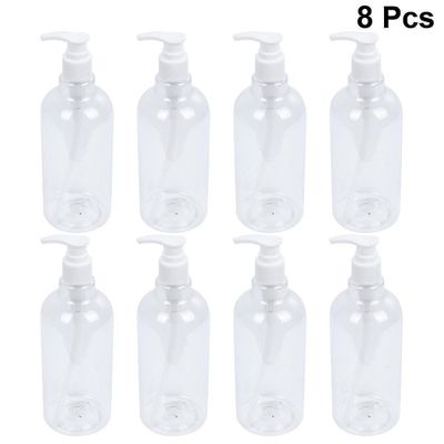 8pcs 500ml påfyllbare pumpeflasker gjennomsiktig sjampo dispenser lotion flytende flasker for bad kjøkken