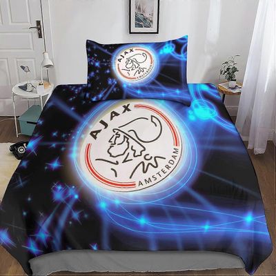 Kerota Ajax logo pussilakana, D-painatus, jalkapallourheilu vuodevaatteet pussilakana vetoketjusulkimella ja tyynyliinat yhden hengen Single135x200cm