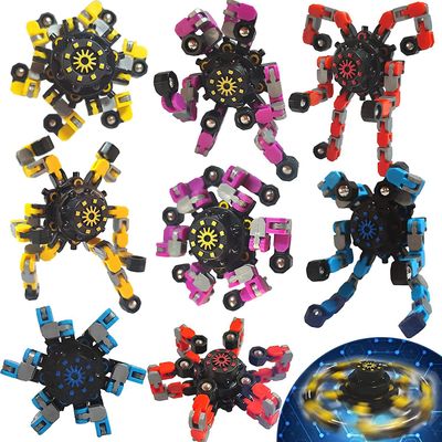 AIR 8Pack Finger Hånd Spinner Legetøj med transformerbar kæde mekanisk spiral twister (A) Sort