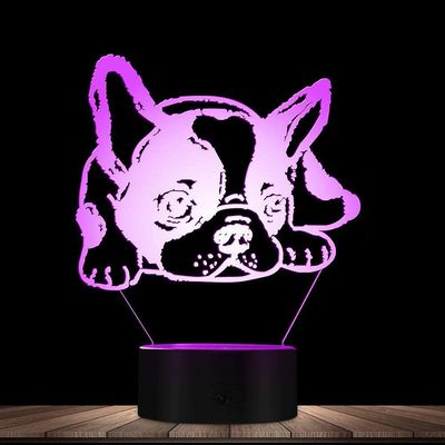 Unbrand 3D illusjon nattlys fransk bulldog LED illusjon natt li