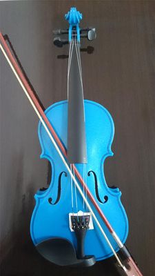 Huizhiwentong Akustisk violin fuld 1/8 ahorn gran med kasse bue kolofonium blå farve 3/4