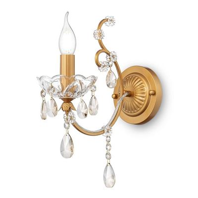 Maytoni Lighting Sevilla Væg Lys Lampe Guld &Krystal, 1 Lys, E14