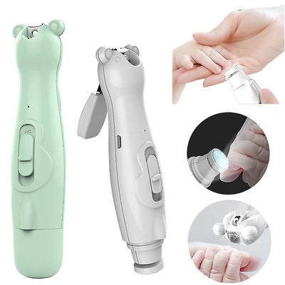 Coosilo Baby negletrimmer elektrisk neglefil med lys 2 i 1 negleklippere hvid