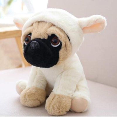 Store plysj leker 20cm Pug Dog i 7 kostymer Kosete Koseleke Teddy Plysj Dyr Sau