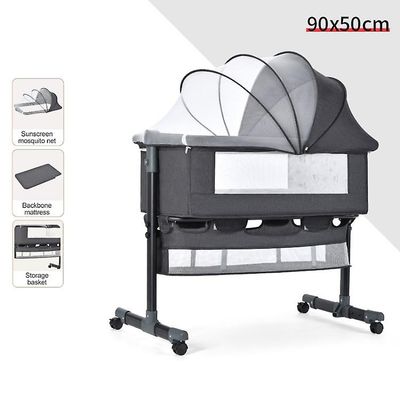 Baby Bassinet sängyn vieressä nukkuja hengittävä verkko kehtosänky hyttysverkolla vauvalle / vauvalle Monivärinen Dark Grey