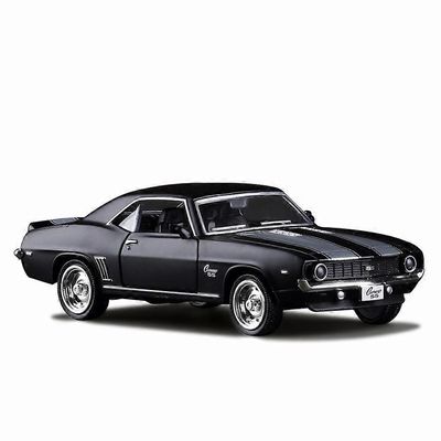 1:36 Chevrolet USA 1969 Camaro SS Vintage matta musta painevalettu metallinen automalli lelu keräykseen lahja lapsille A318 matta musta nobox