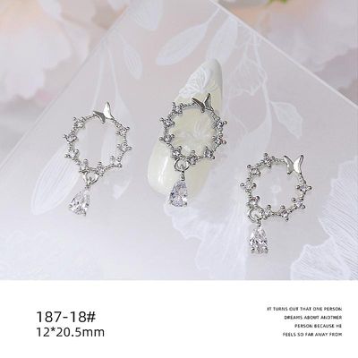 Zircon smykker Metal Pearl Bow Vedhæng Heart Diamond Nail Dekoration Materiale 18718
