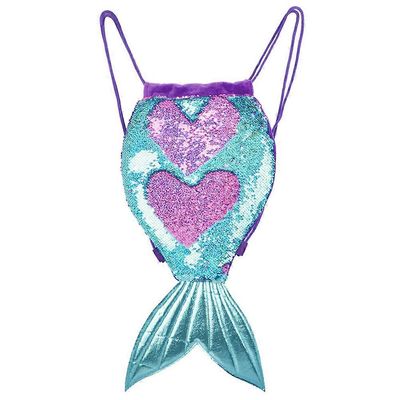 Winomo Mermaid Tail Sequin Reppu Kiristysnyöri Glitter Bag Säilytys Olkalaukku koulun liikuntasalitanssiin (turkoosi violetti, suuri koko) Kuten 57...