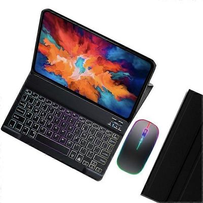 Yhteensopiva Lenovo Tab P11 TB-J606F / L -taustavalon kanssa 2 in 1 Bluetooth-näppäimistön tablettikoteloteline hiirellä Musta