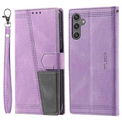 Samsung Galaxy A26 5G nahkakotelo RFID-estävä lompakkoteline puhelimen kansi hihnalla Monivärinen Purple