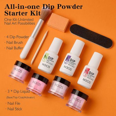 NOCIS 4 väriä kynsien kastojauhesetti Nail Art Starter Kit Dip Powder Nopeasti kuivuva Ei UV/LED-kynsiä La