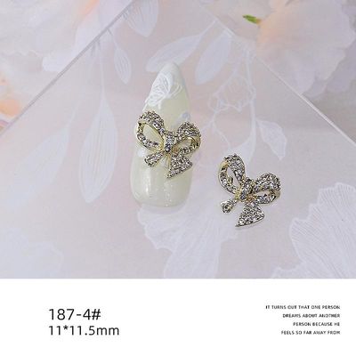 Zircon smykker Metal Pearl Bow Vedhæng Heart Diamond Nail Dekoration Materiale 1874