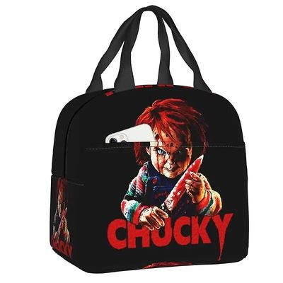 Bicaco Horror Killer Chucky Isolert Lunsj Bag For Camping Reise Child's Play Movie lekkasjesikker termisk kjøler Bento Box Kvinner Barn 4 22x20x13cm