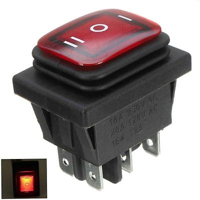 GreenZech 16A 12v vippebryter 3 posisjon 6 pin vanntett bil rocker bryter med lampe lys Rød