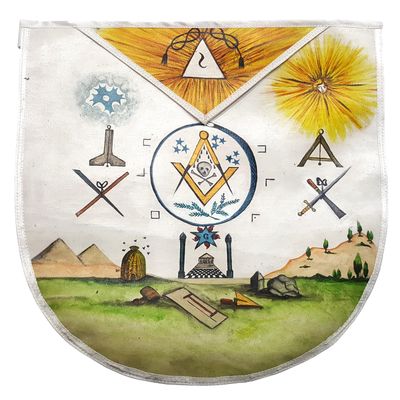 Bricks Masons Den hemmelige lære i alle aldre, mandig p. hall, 1928 | håndmalet forklæde Grøn 13" x 15"