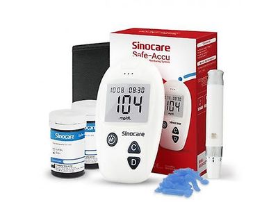 Sinocare Safe ACCU blodsukkermåler hjemmeglukometer for diabetes med 50 strimler og lansett Meter kit 50 * Unit mmol*L