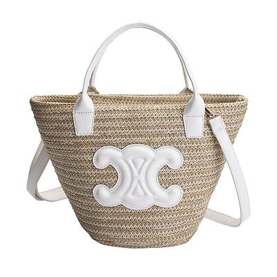 Ladies Straw Tote Bag, Ladies Beach Bag, Rattan Bag Oversized Beach Bag, Hvit