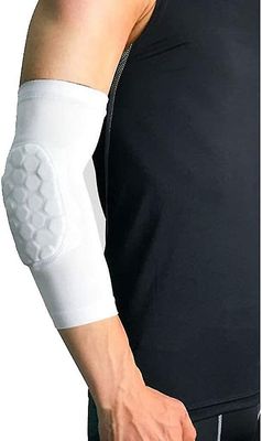 Elastisk Gym Sport Basketball Arm Sleeve Skyting Crashproof Honeycomb Albue Støtte Pads Albue Protector Guard (2 stk, Rød Og Hvit)