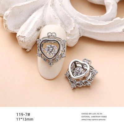 Zircon smykker Smart Elf vil flytte Fortune Cat Beat Heart Bear Nail Dekoration sølv 1197 beating heart