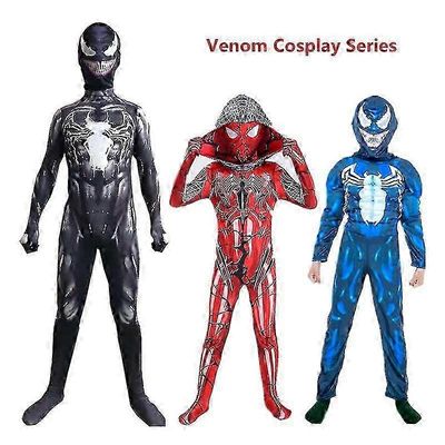Halloween Venom Superhero Lapset ja Aikuiset Uusi kokoelma bodyja ja lihaspukuja asuja, lasten syntymäpäivälahjat H_a 0619 Musta valkoinen 120