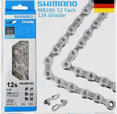 Shimano Deore XT 12 Fach Kette CN-M8100 126 Glieder XC MTB E-pyörä Fahrradketten
