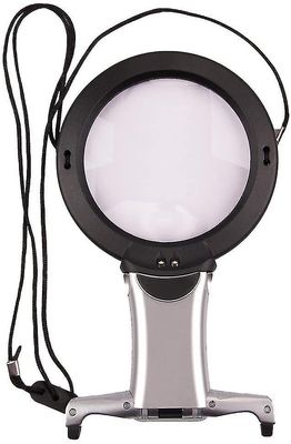 Barsinfi Skrivebordsforstørrelse 2x+6x håndholdt forstørrelsesglas Håndfri halshængning type 2 led lys