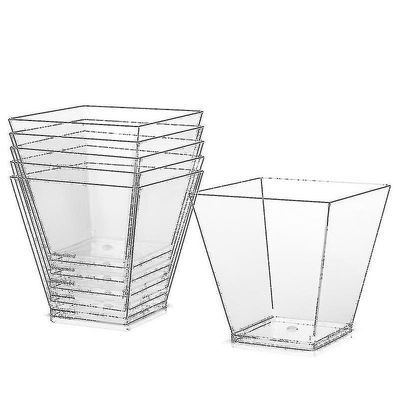 20 stk 200ml Plast Square Dessert Kopper Square Klar plast Kopper Square Små Forrett Kopper
