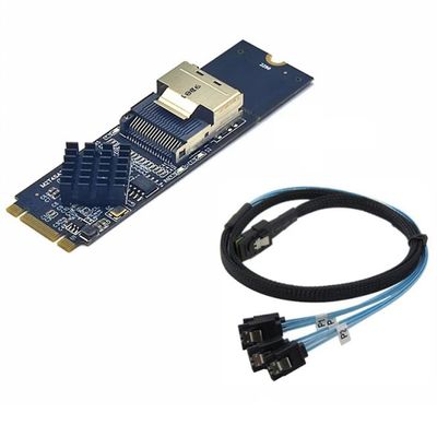 M.2 NVME til Mini SAS SFF-8087 utvidelseskort støtte 4-porters SATA3.0 6 Gbps HDD SSD SATA-kontroller S Svart