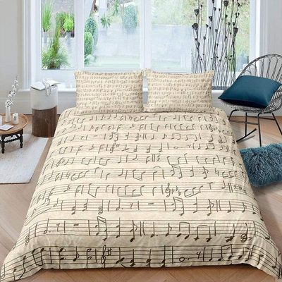 Kerota Dynebetræk til mennesker, musik score mønster vintage musikalske noter sengetøj sæt mikrofiber stykker mønster sengetøj sæt med 135 * 200 cm...