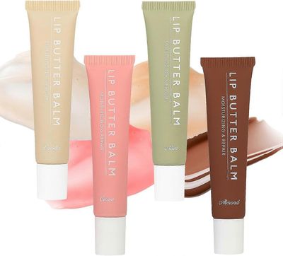 4kpl huulivoivoidetta kuiville ja halkeileville huulille, sävytetty huulinaamio Lip Care Butter Conditioning välittömään kosteuteen, kiiltoon ja ko...
