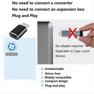 Tyyppi C Mouse Jiggler Havaitsematon hiiren siirtäjä USB C Mouse Shaker simuloitu hiiren liike pitää tietokone hereillä mustana Musta