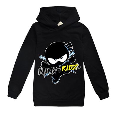 Bestdaily Kids Boys Girls Ninja Kidz Pullover hettegenser Sweashirt hette topper Svart 13-14 Years