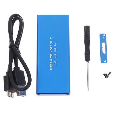 M2 SSD-sak M.2 til USB 3.0-adapter Harddiskveske for Ngff SATA SSD-disk Blå