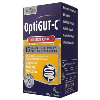Natures Aid Luonto's Tuki OptiGUT-C (15 miljardia bakteeria) FOS & Magnesium 120g (143800)