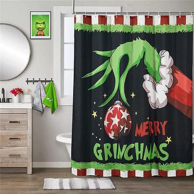 Eocici Pikkujoulut Grinch-suihkuverho kylpyhuoneen verhokoriste 180x180cm