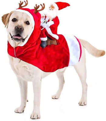 Ceyue Pet Hund Jule kostumer Santa Riding Tøj Christmas Pet Tøj rød L Bust Adjustable 56-68cm